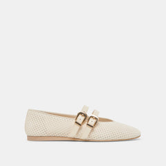 Baylee Wide Bone Perforated Suede Ballet Flats / Dolce Vita