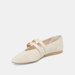 Baylee Wide Bone Perforated Suede Ballet Flats / Dolce Vita
