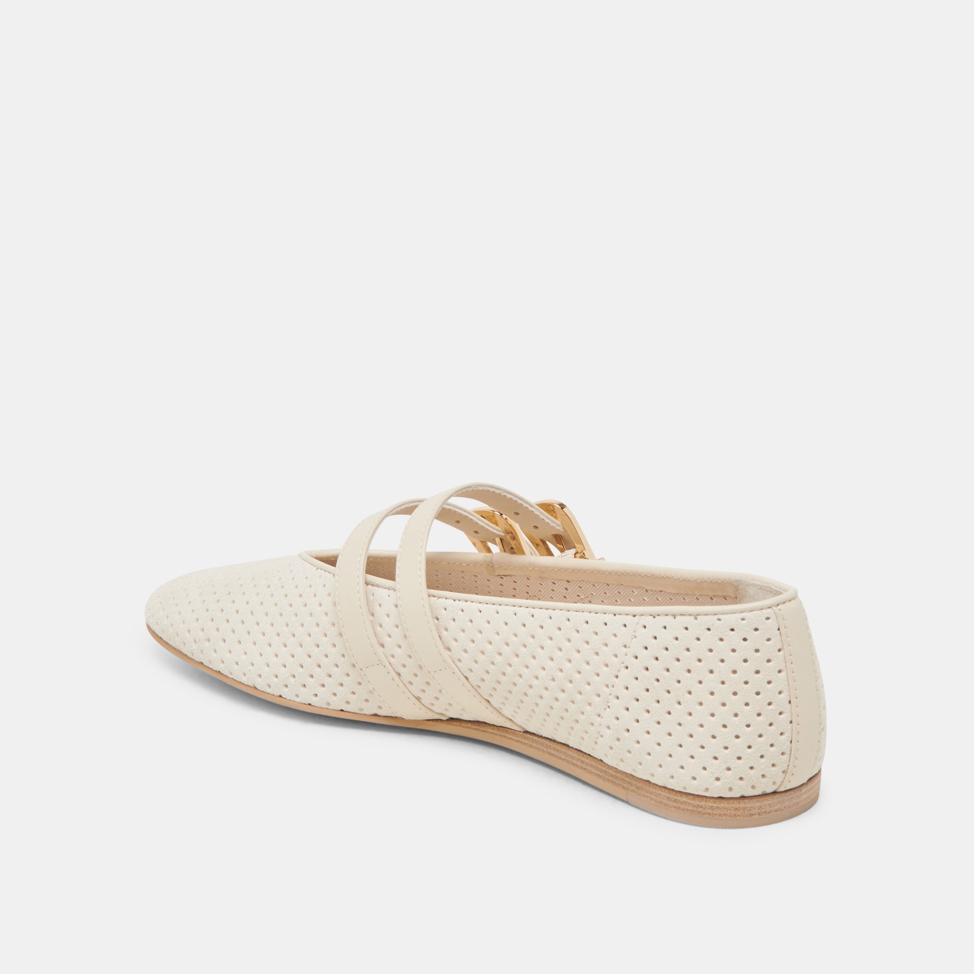 Baylee Wide Bone Perforated Suede Ballet Flats / Dolce Vita