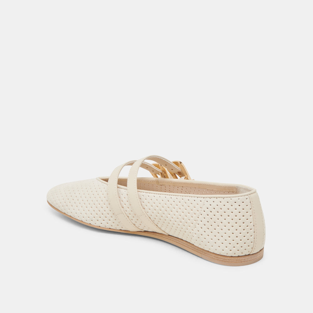 Baylee Wide Bone Perforated Suede Ballet Flats / Dolce Vita
