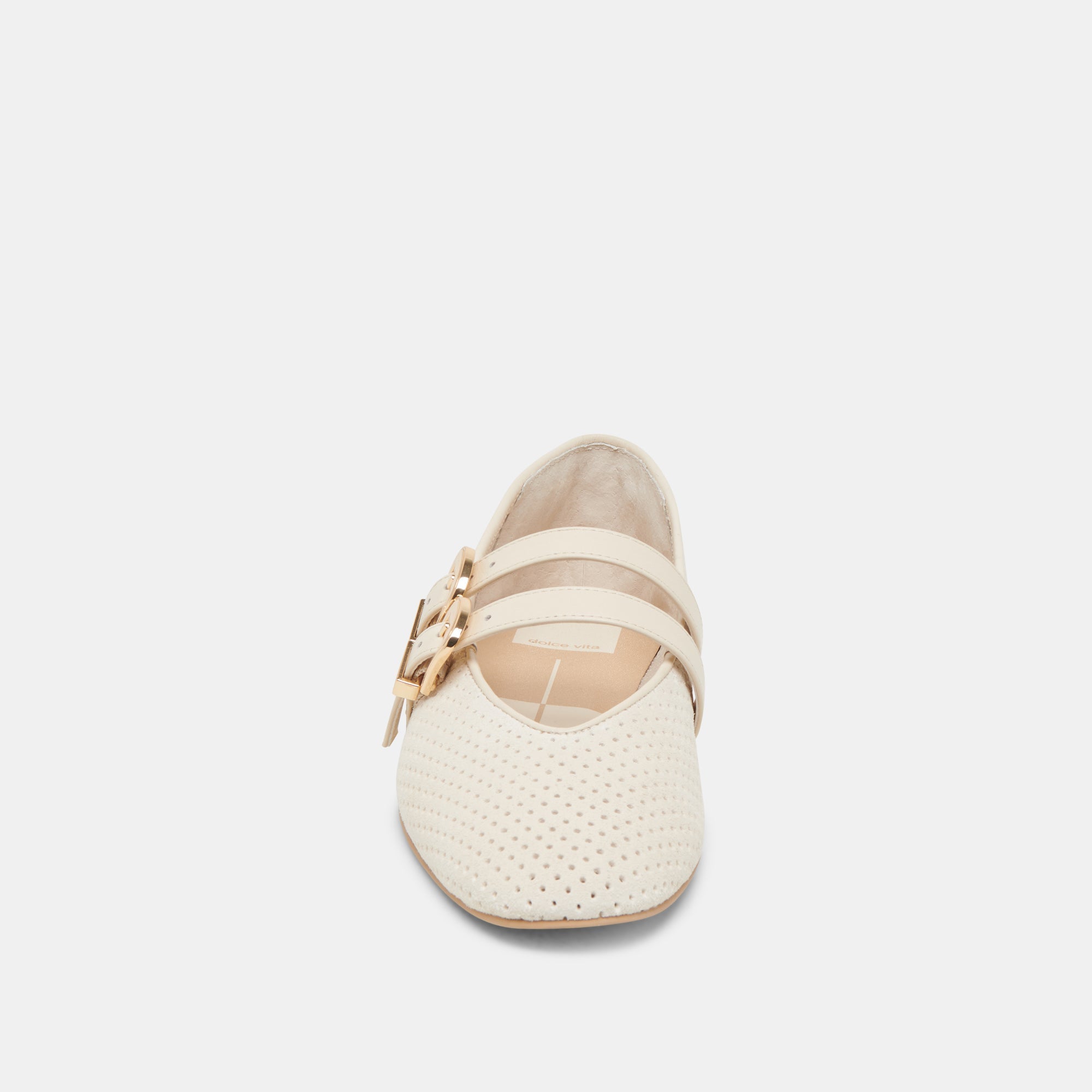 Baylee Wide Bone Perforated Suede Ballet Flats / Dolce Vita