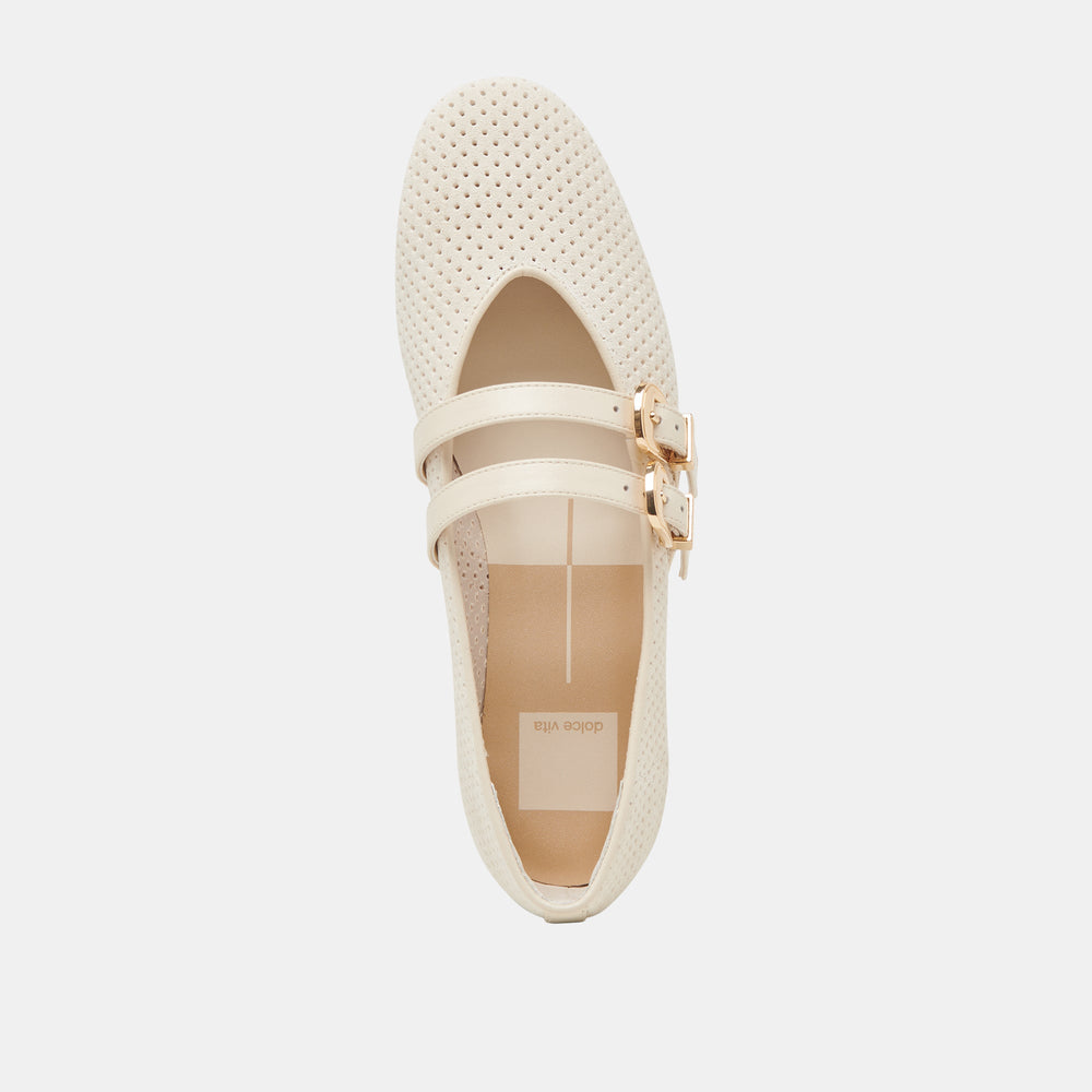 Baylee Wide Bone Perforated Suede Ballet Flats / Dolce Vita