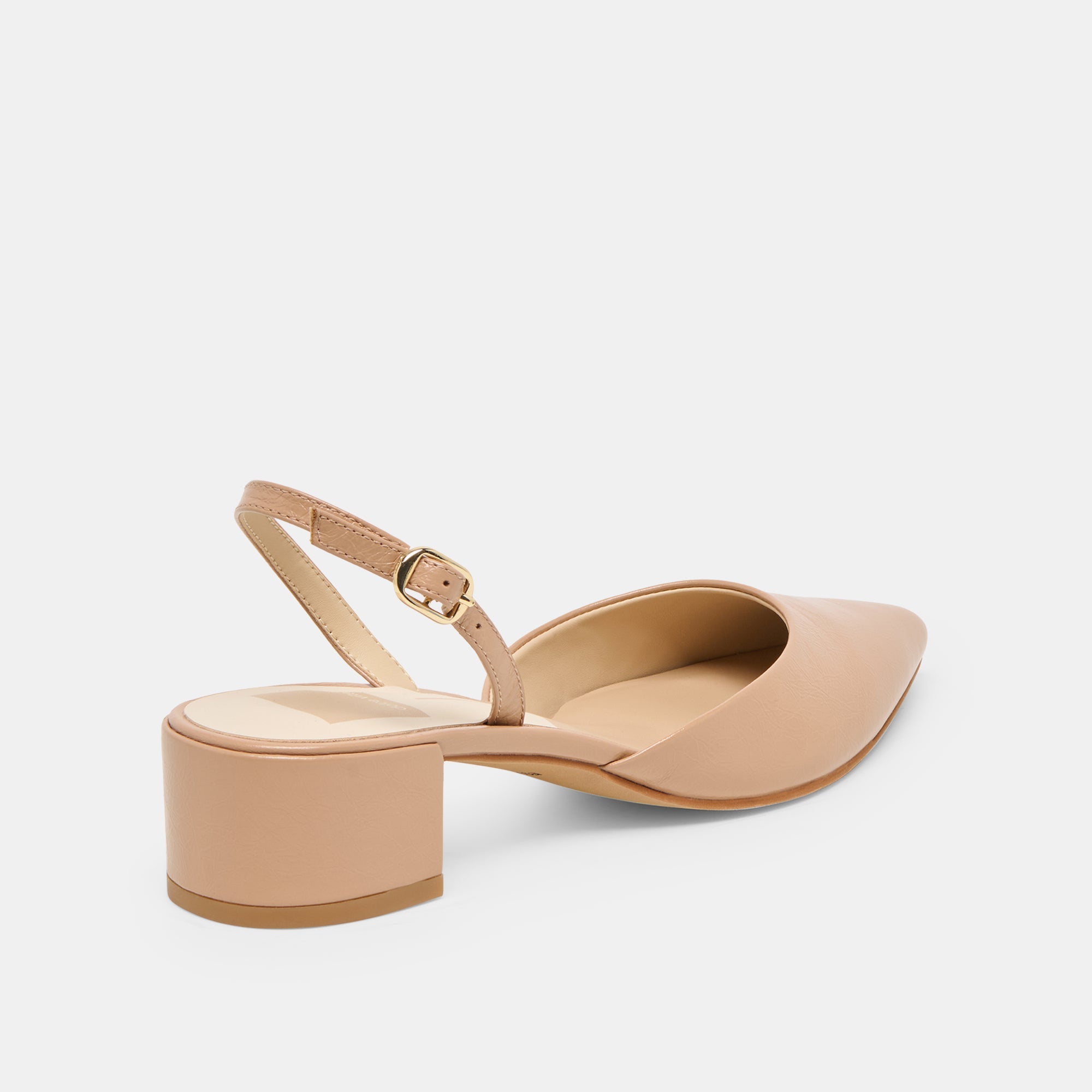 Carel Wide Lt Tan Crinkle Patent Leather Heels / Dolce Vita