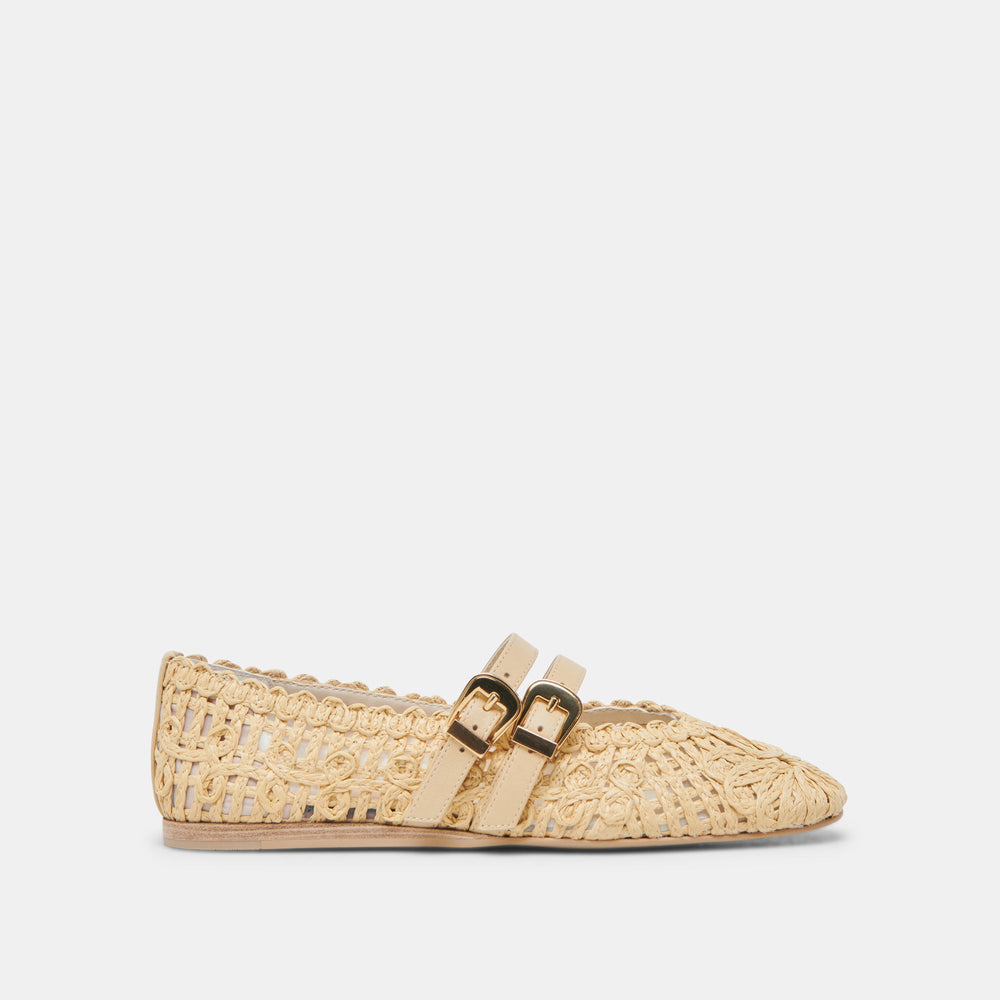 BAYLEE SUNFLOWER WIDE BALLET FLATS LT NATURAL MACRAME
 – Dolce Vita / Dolce Vita