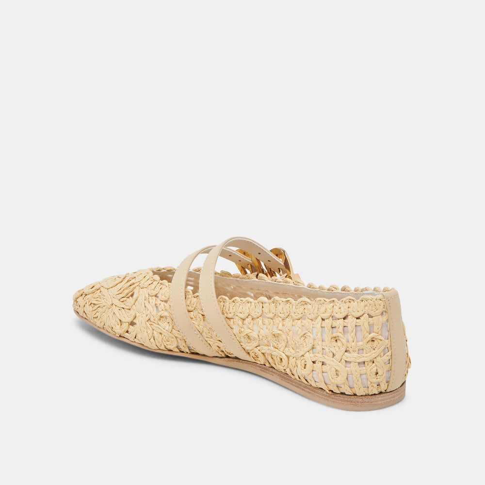 BAYLEE SUNFLOWER WIDE BALLET FLATS LT NATURAL MACRAME
 – Dolce Vita / Dolce Vita