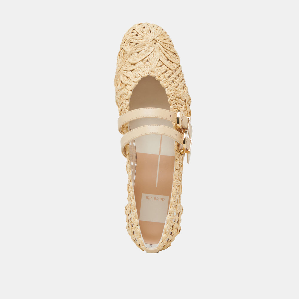 BAYLEE SUNFLOWER WIDE BALLET FLATS LT NATURAL MACRAME
 – Dolce Vita / Dolce Vita
