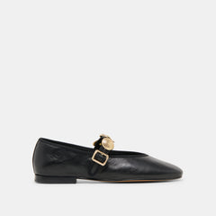 Relan Wide Black Leather Ballet Flats / Dolce Vita