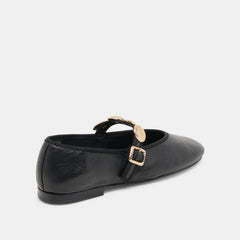 Relan Wide Black Leather Ballet Flats / Dolce Vita