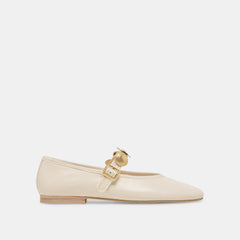 Relan Wide Off White Leather Ballet Flats / Dolce Vita