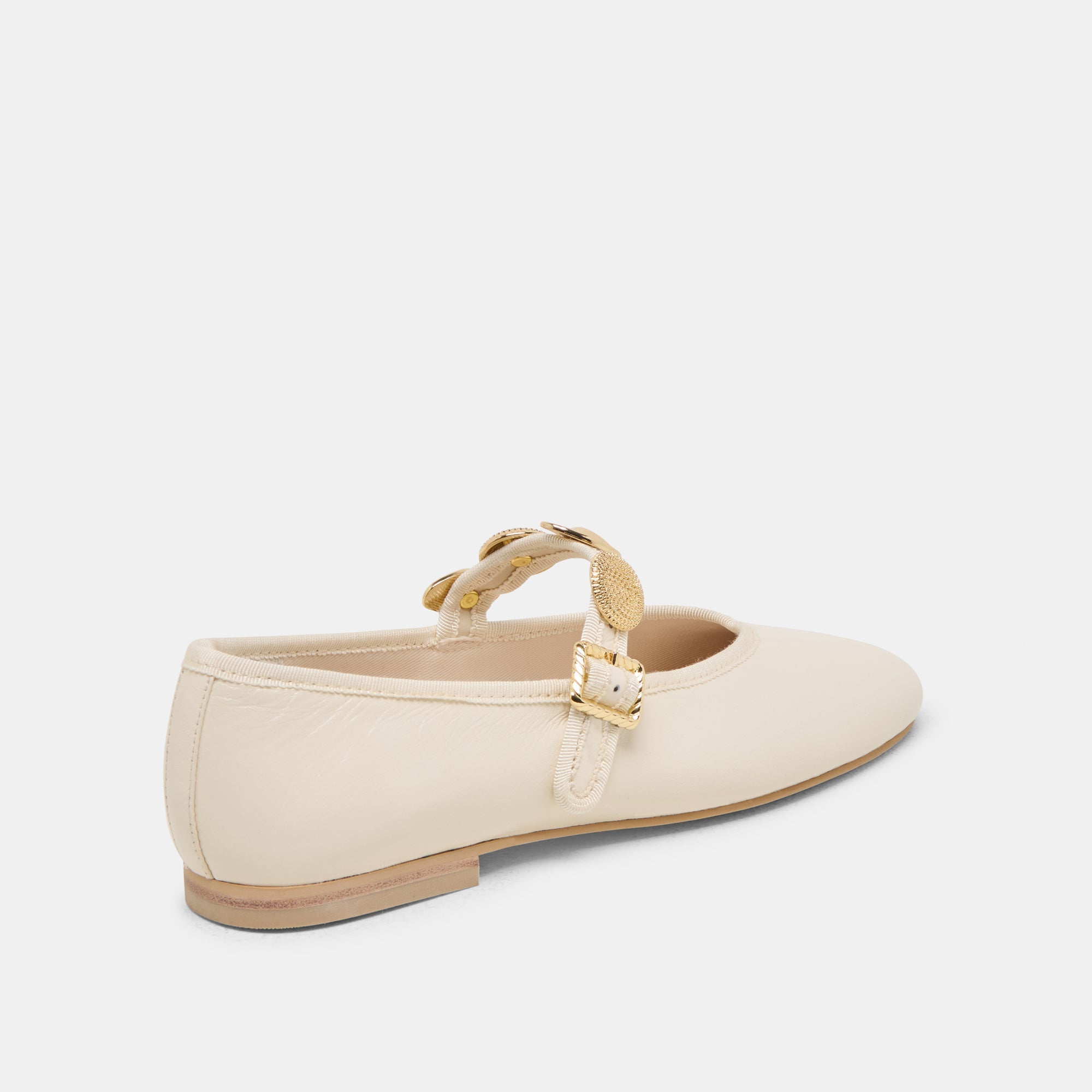 Relan Wide Off White Leather Ballet Flats / Dolce Vita