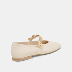 Relan Wide Off White Leather Ballet Flats / Dolce Vita