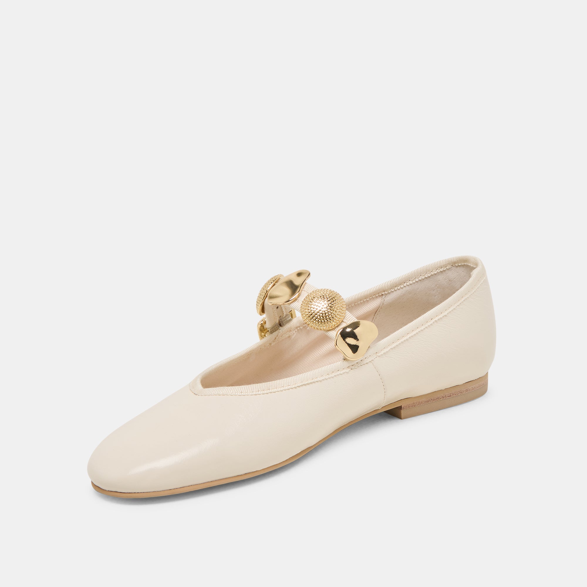 Relan Wide Off White Leather Ballet Flats / Dolce Vita