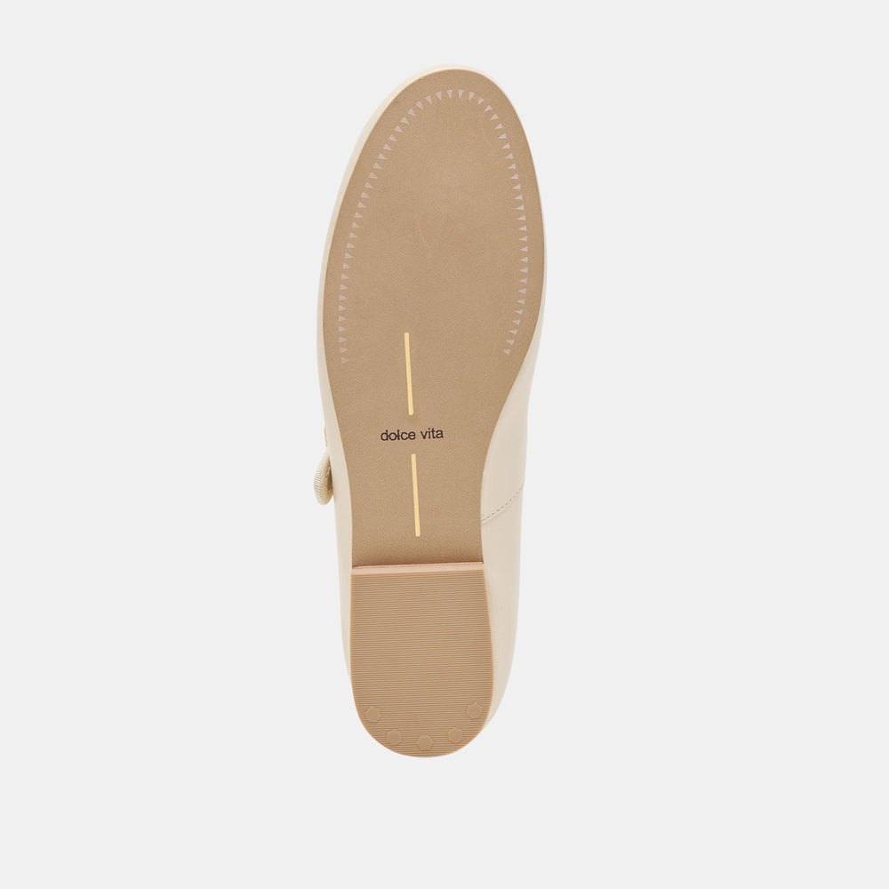 Relan Wide Off White Leather Ballet Flats / Dolce Vita