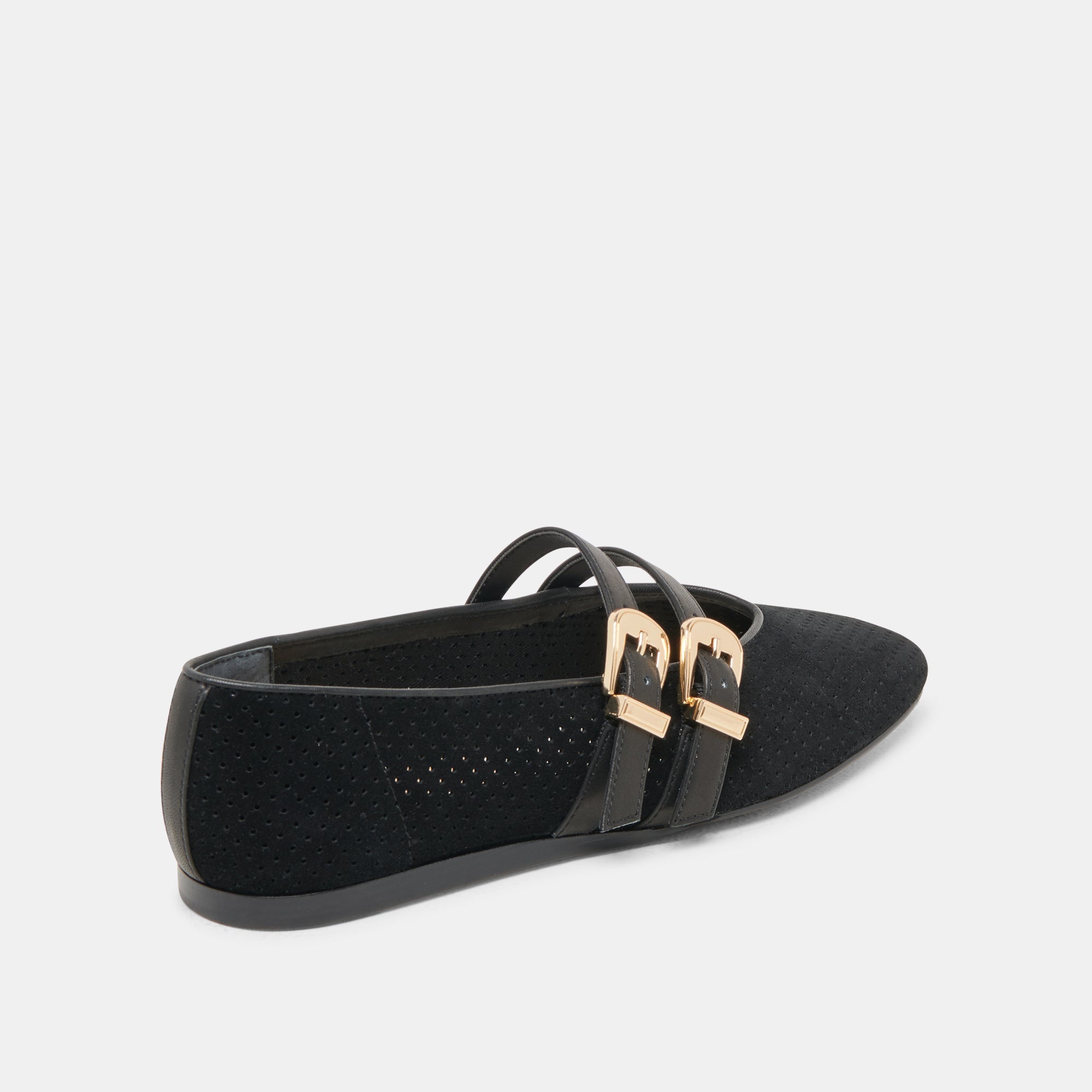 Baylee Wide Onyx Perforated Suede Ballet Flats / Dolce Vita