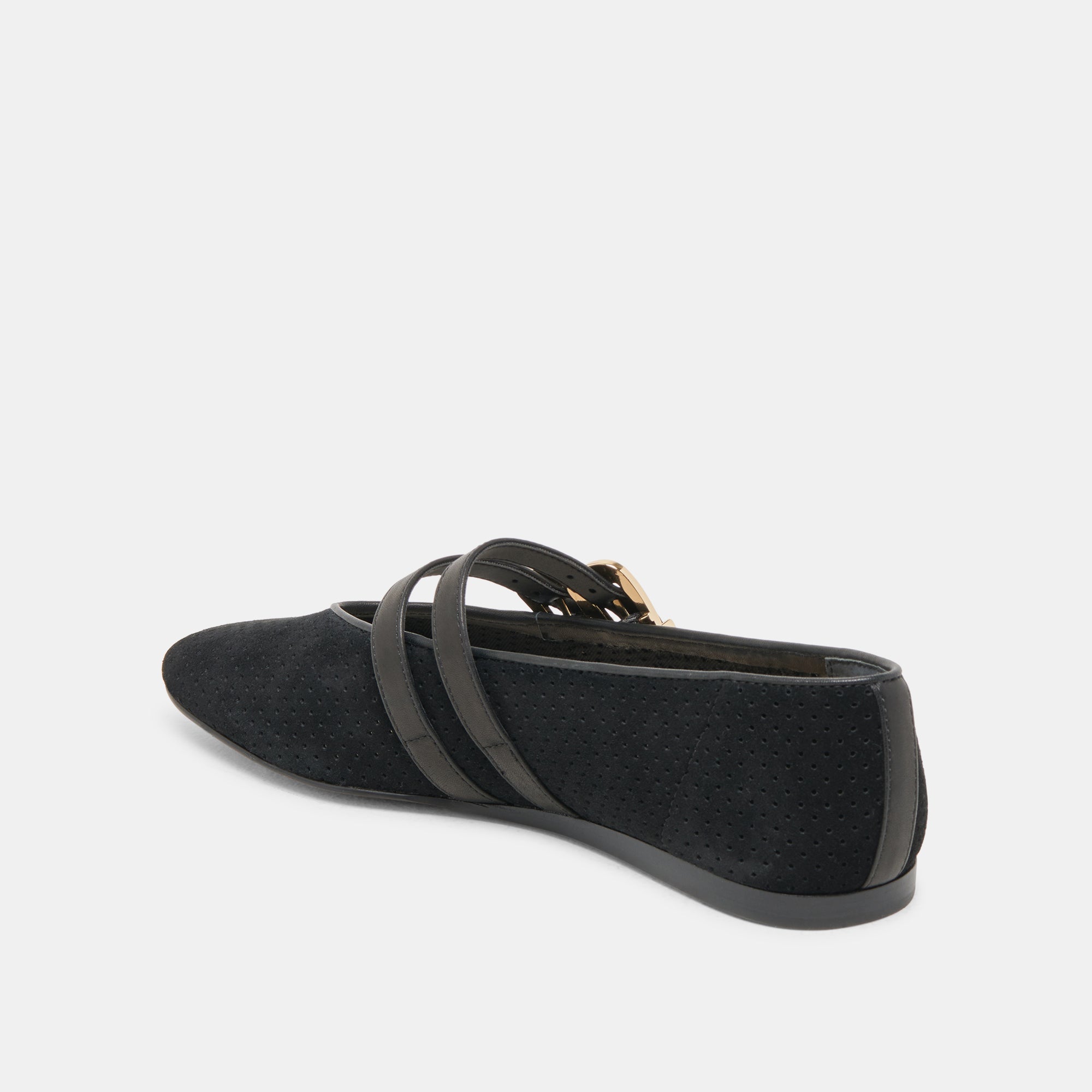Baylee Wide Onyx Perforated Suede Ballet Flats / Dolce Vita