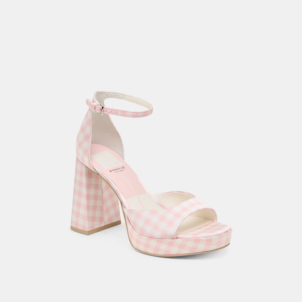 Pandro X Byrdie Golf Pink Plaid Gingham Wide Heels / Dolce Vita