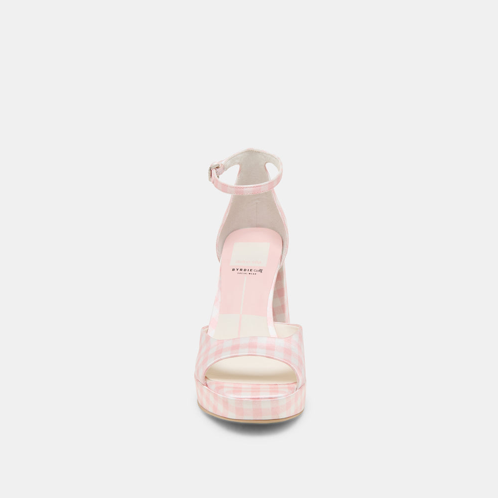 Pandro X Byrdie Golf Pink Plaid Gingham Wide Heels / Dolce Vita