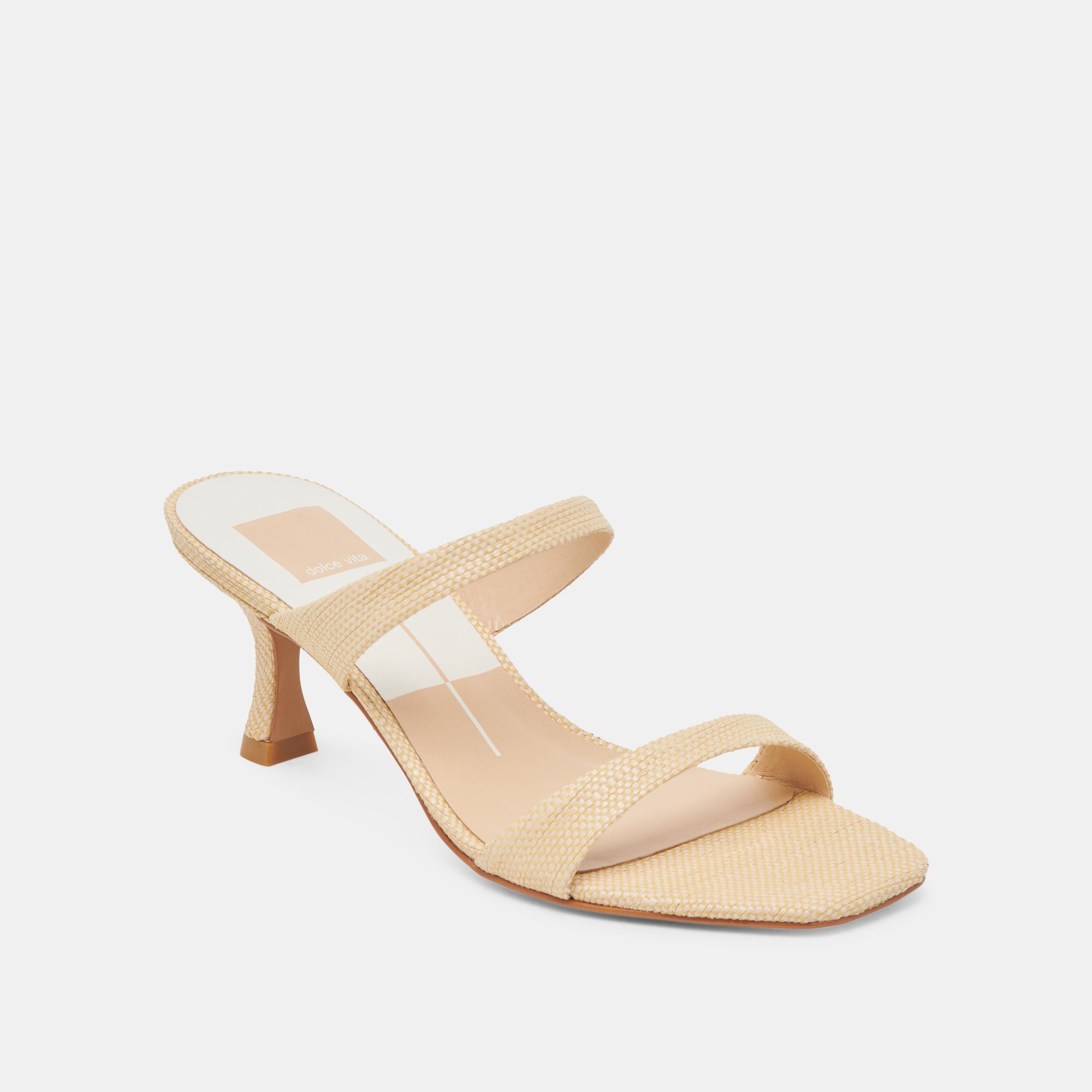 Genora Wide Lt Natural Woven Raffia Heels / Dolce Vita