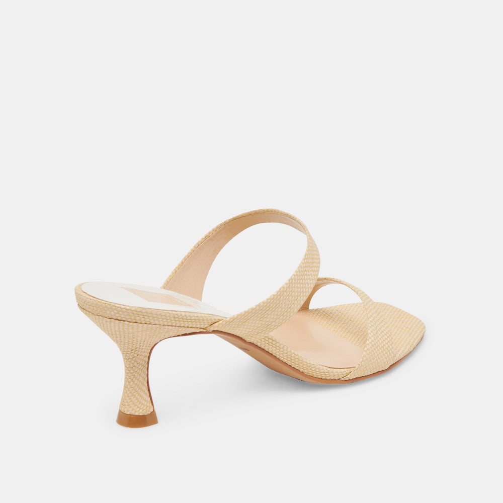 Genora Wide Lt Natural Woven Raffia Heels / Dolce Vita