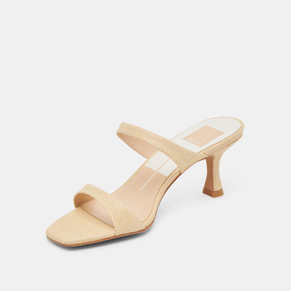 Genora Wide Lt Natural Woven Raffia Heels / Dolce Vita