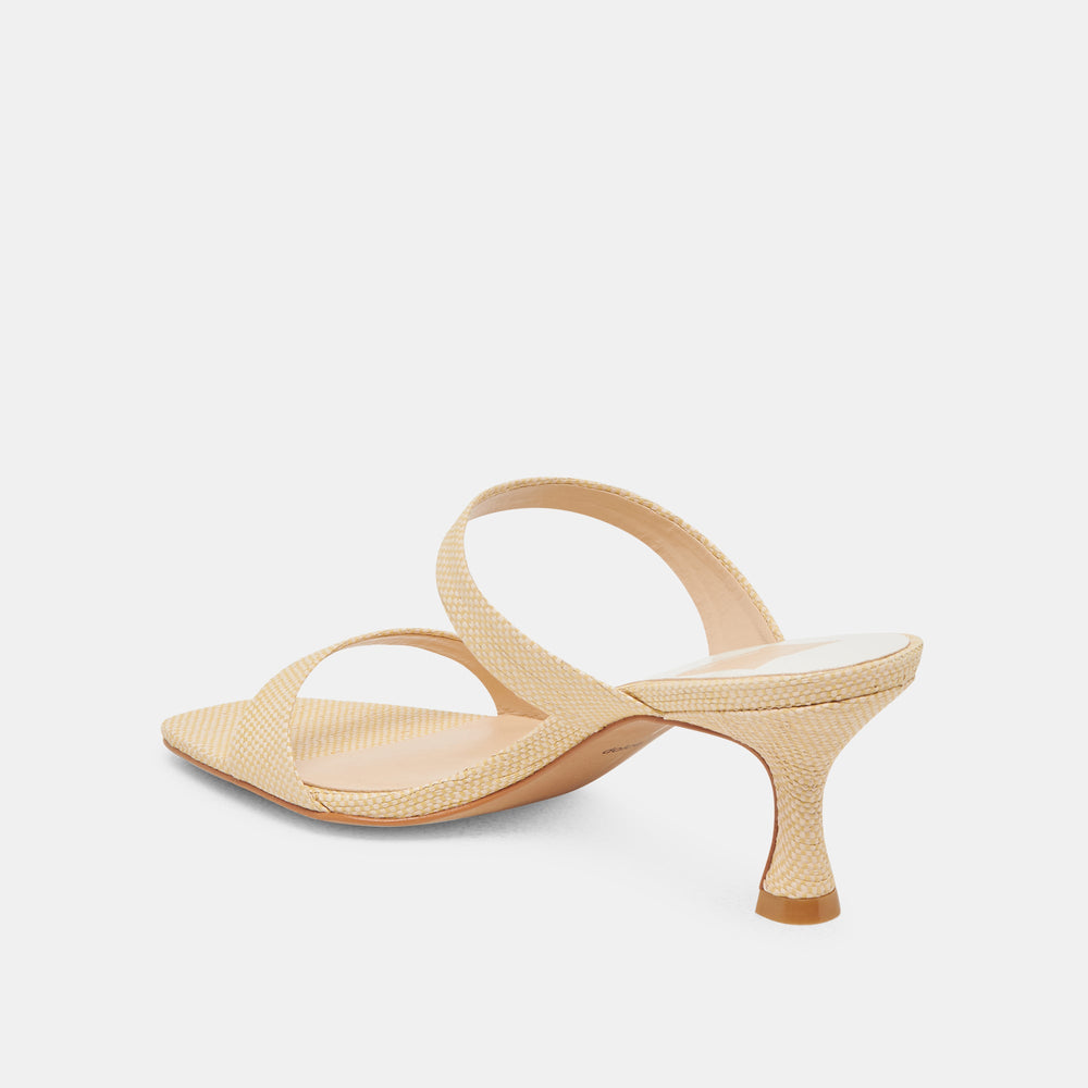 Genora Wide Lt Natural Woven Raffia Heels / Dolce Vita
