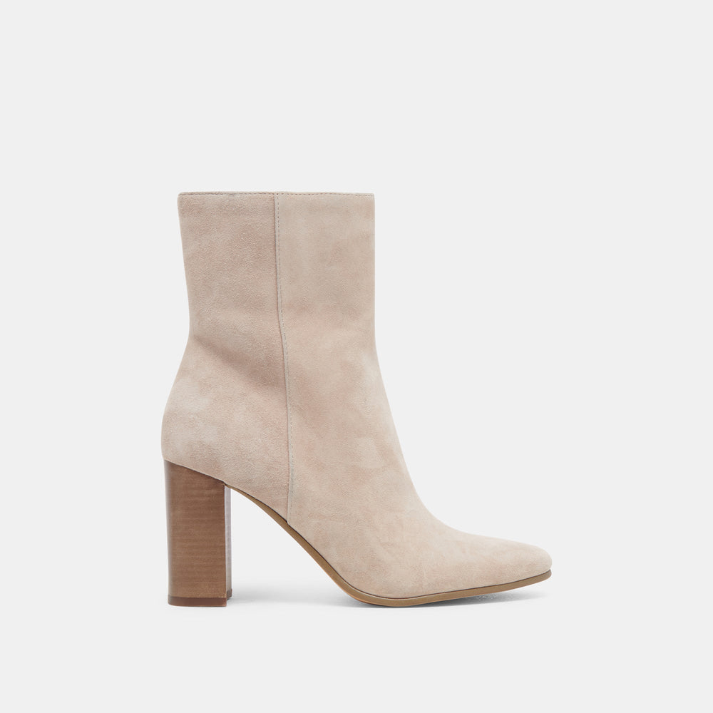 Suzy Wide Taupe Suede Booties / Dolce Vita