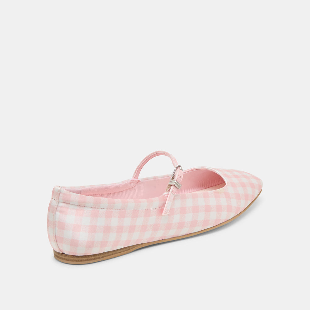 Reyes X Byrdie Golf Pink Plaid Gingham Wide Ballet Flats / Dolce Vita