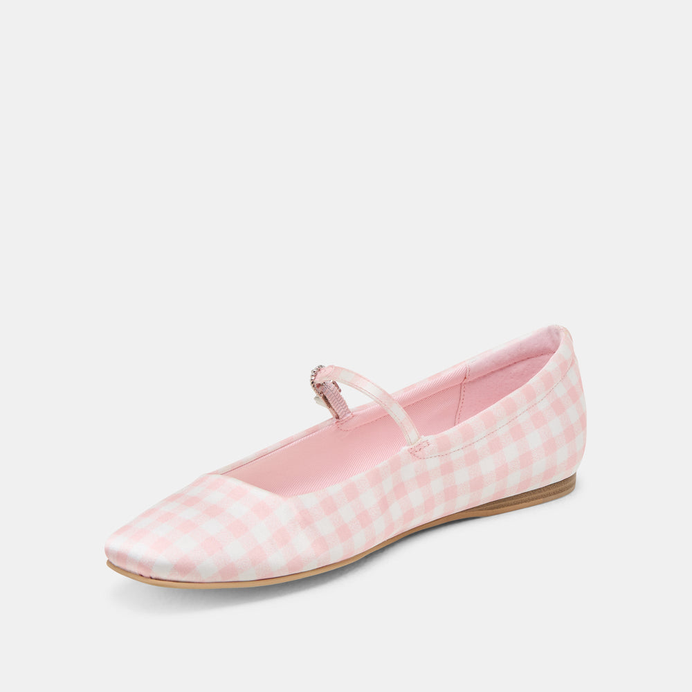 Reyes X Byrdie Golf Pink Plaid Gingham Wide Ballet Flats / Dolce Vita