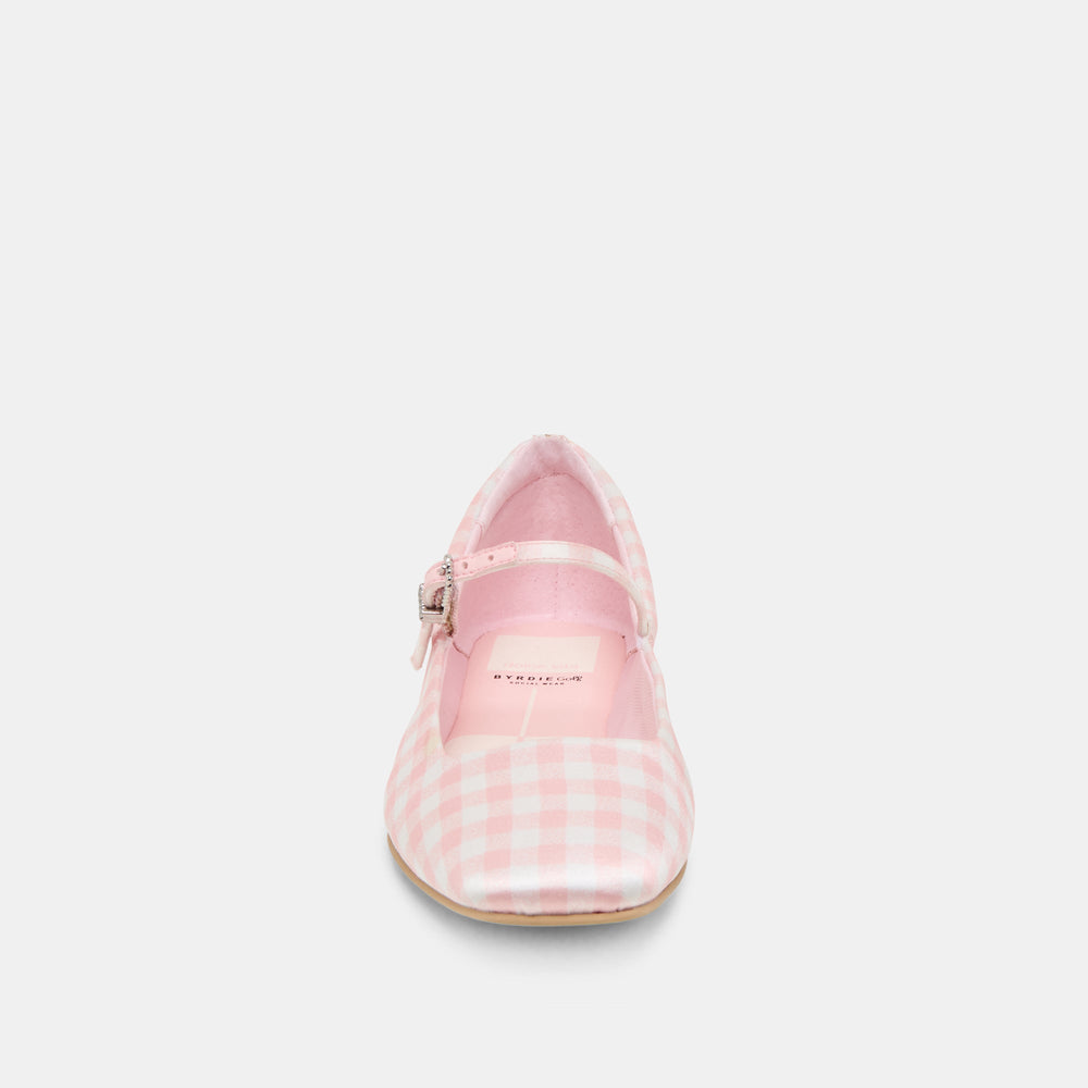 Reyes X Byrdie Golf Pink Plaid Gingham Wide Ballet Flats / Dolce Vita