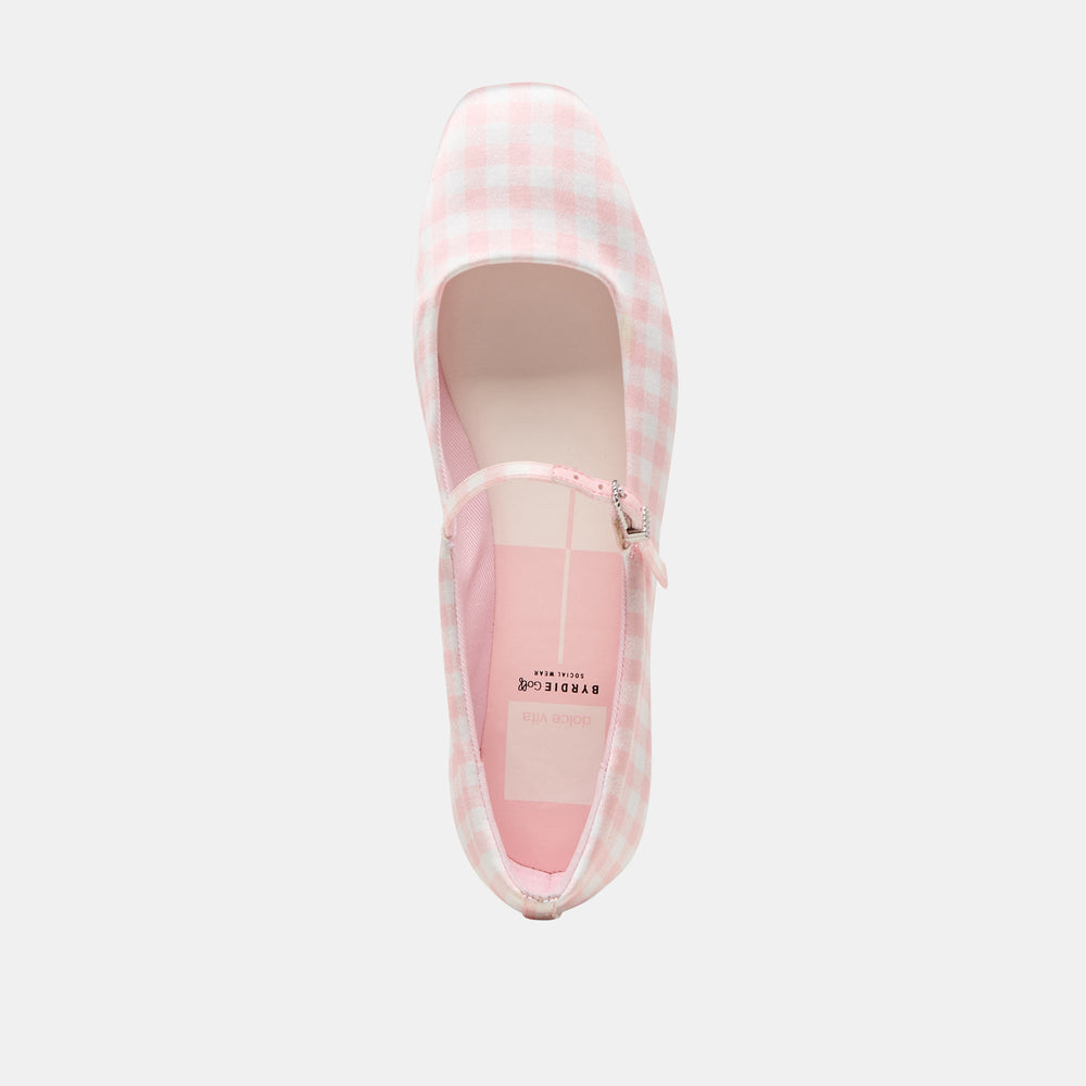 Reyes X Byrdie Golf Pink Plaid Gingham Wide Ballet Flats / Dolce Vita