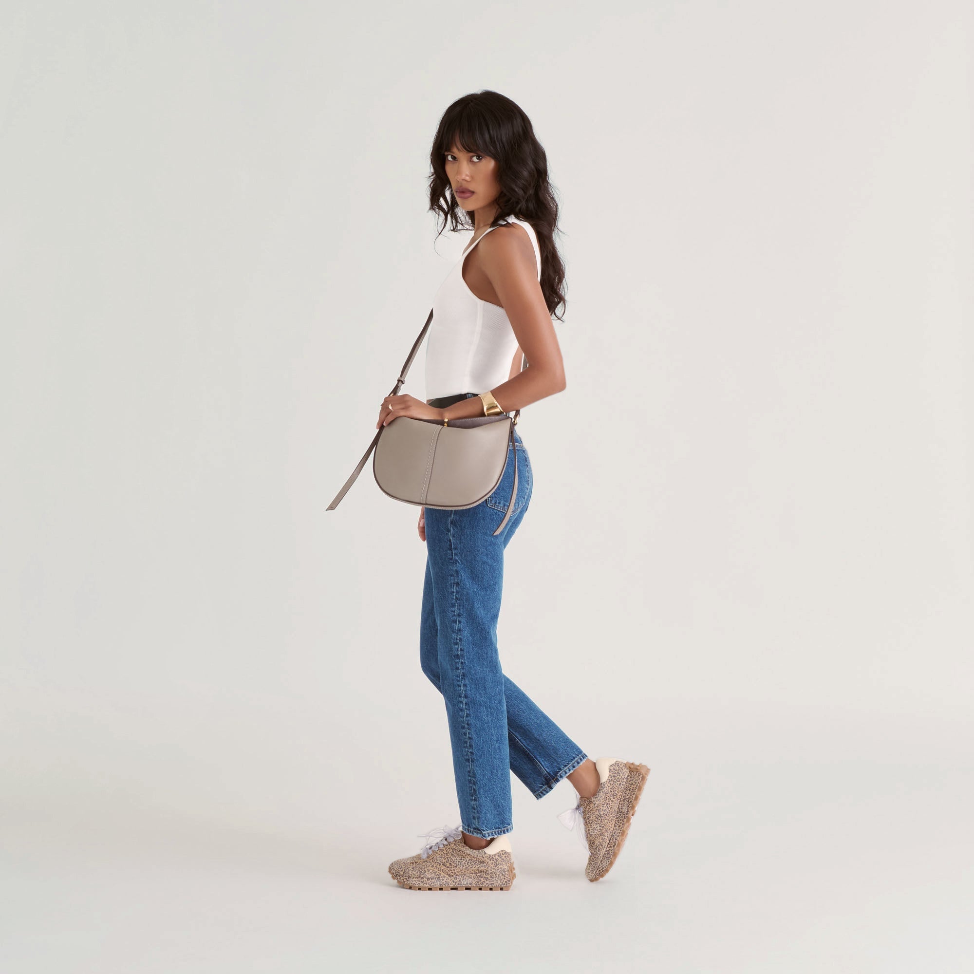 Burano Grey Leather Crossbody / Dolce Vita