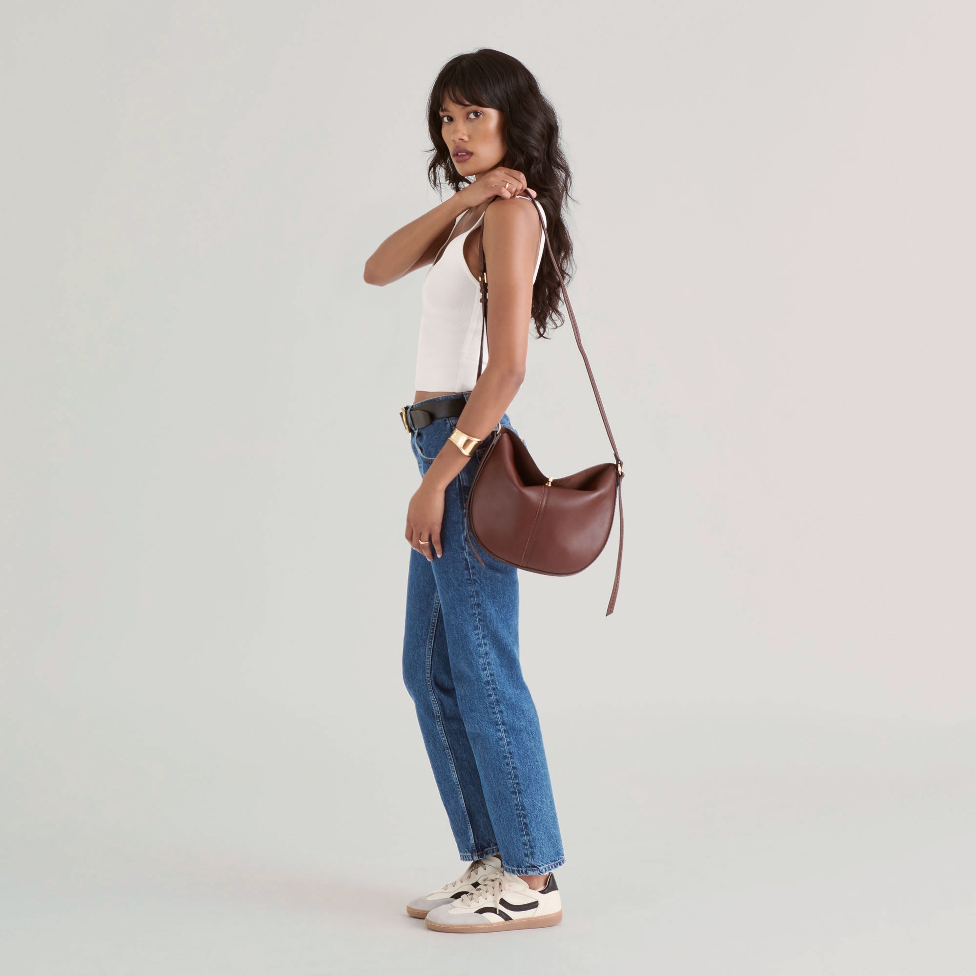 Burano Brown Leather Crossbody / Dolce Vita