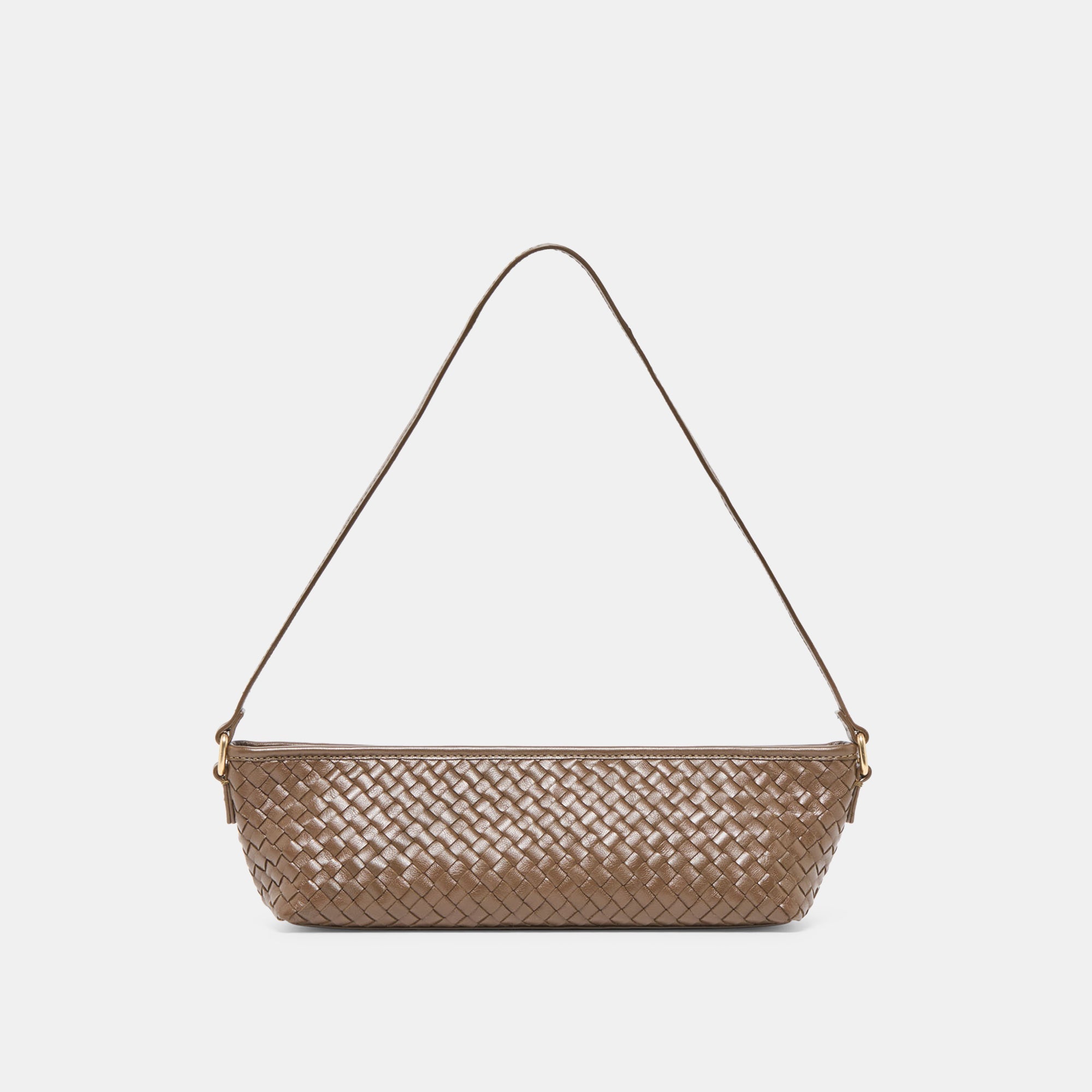 Savaii Brown Woven Leather Shoulder Bag / Dolce Vita