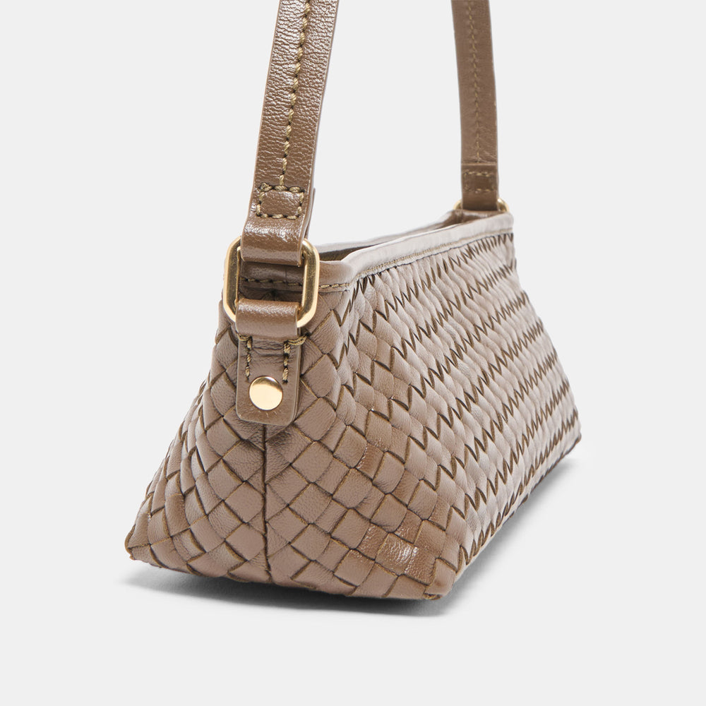 Savaii Brown Woven Leather Shoulder Bag / Dolce Vita