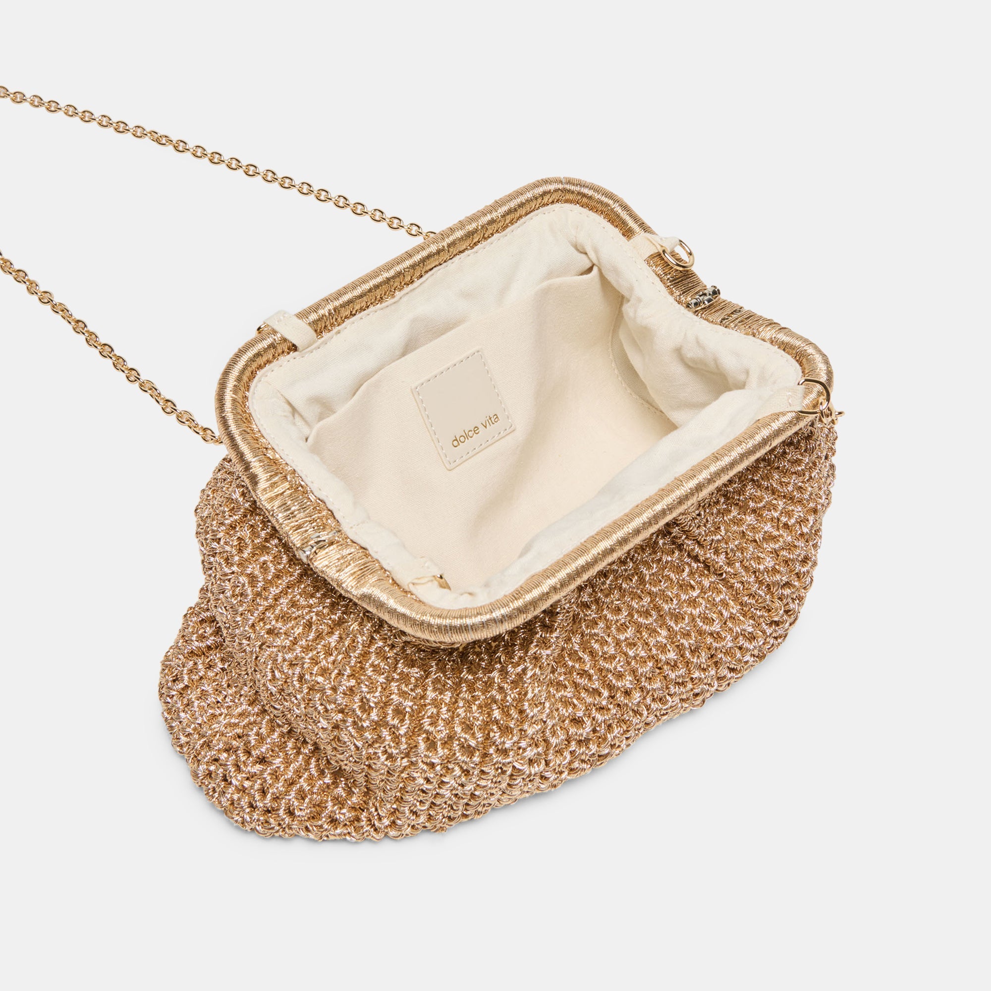 Ione Gold Crochet Clutch / Dolce Vita