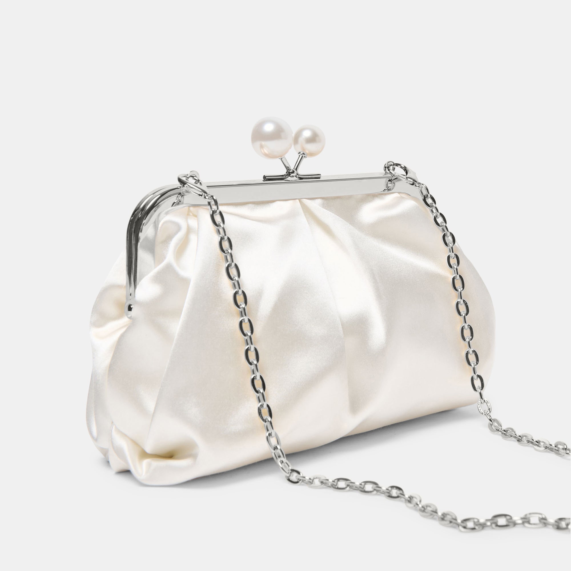 Kendall White Satin Clutch / Dolce Vita