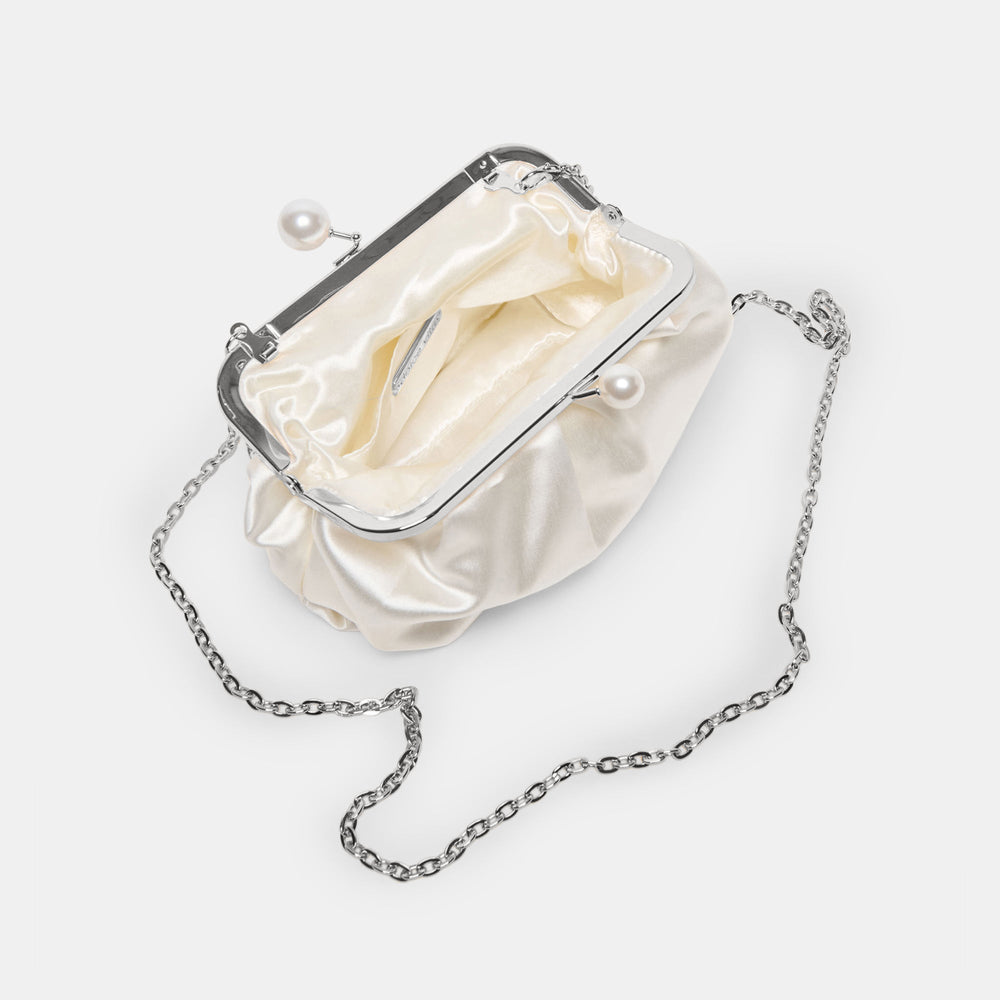 Kendall White Satin Clutch / Dolce Vita