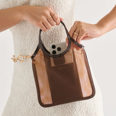 SYLVENE Chocolate Mesh Removable Crossbody Handbag / Dolce Vita