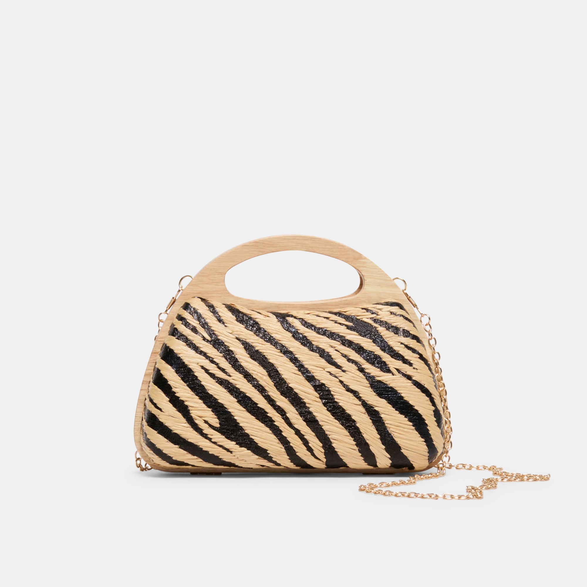Maelie Black Natural Zebra Raffia Handbag / Dolce Vita