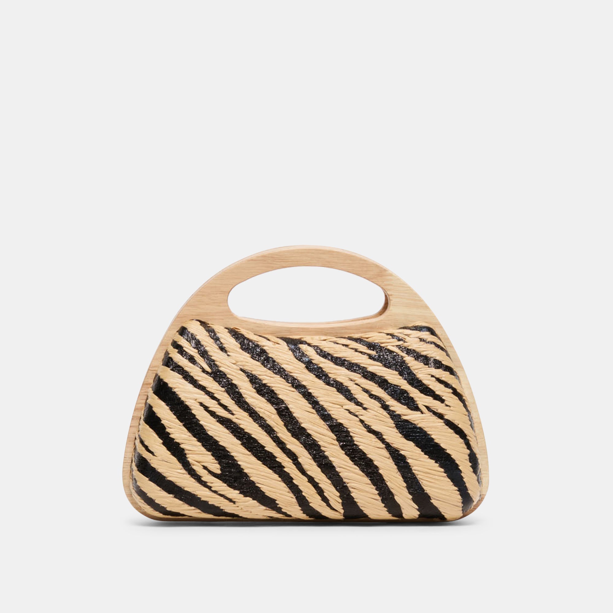 Maelie Black Natural Zebra Raffia Handbag / Dolce Vita