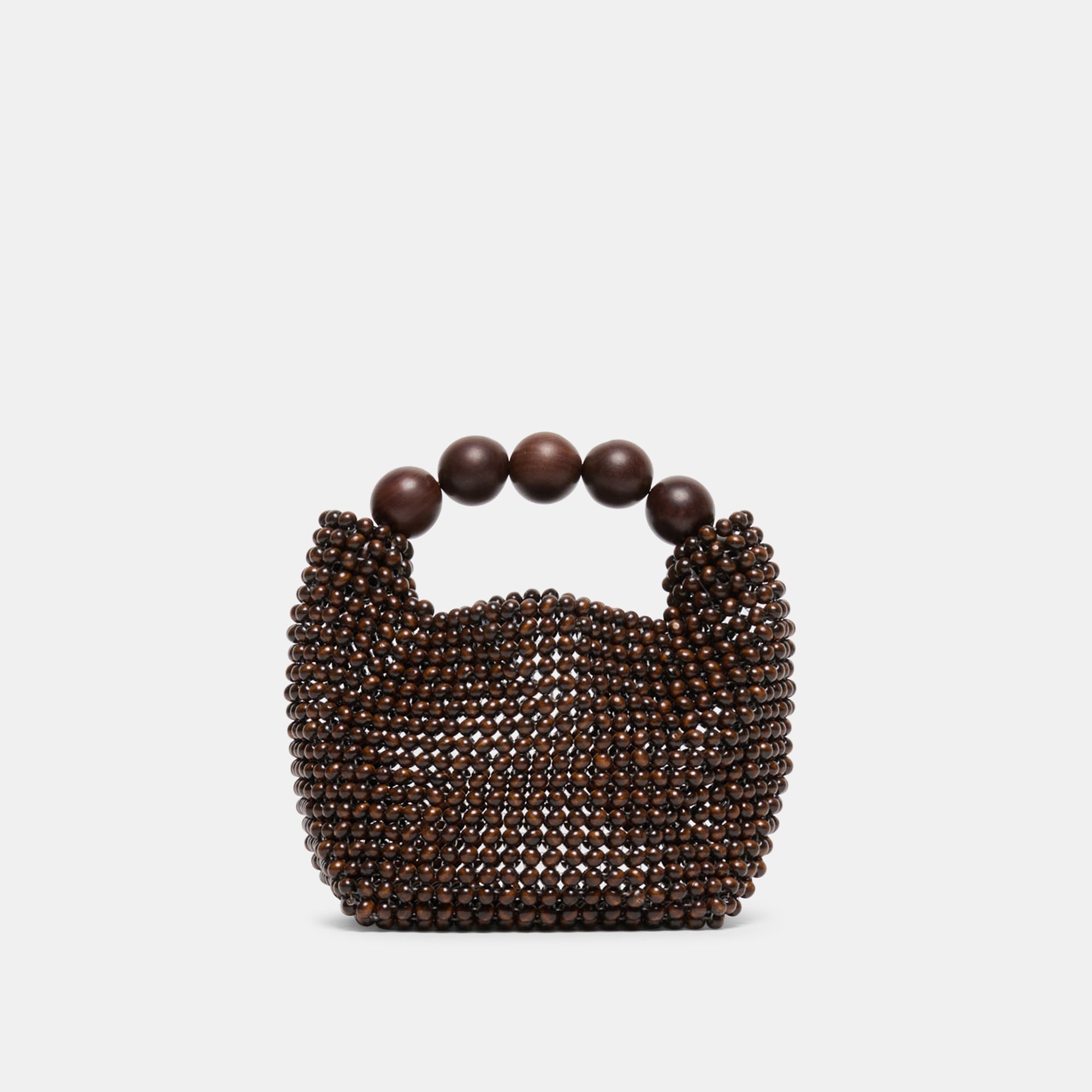 CLOVER Chocolate Wood Beaded Handbag / Dolce Vita