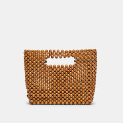 LINZY Natural Wood Top-Handle Handbag with Crossbody Strap / Dolce Vita