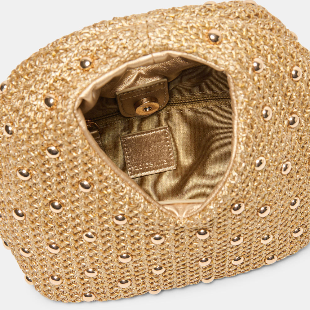 Dahlia Gold Raffia Handbag / Dolce Vita