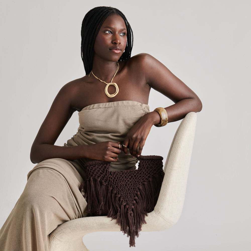 Birch Chocolate Crochet Handbag / Dolce Vita