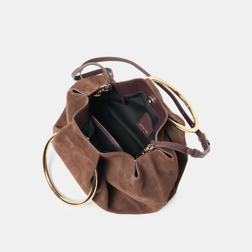 Channing Espresso Suede Handbag / Dolce Vita