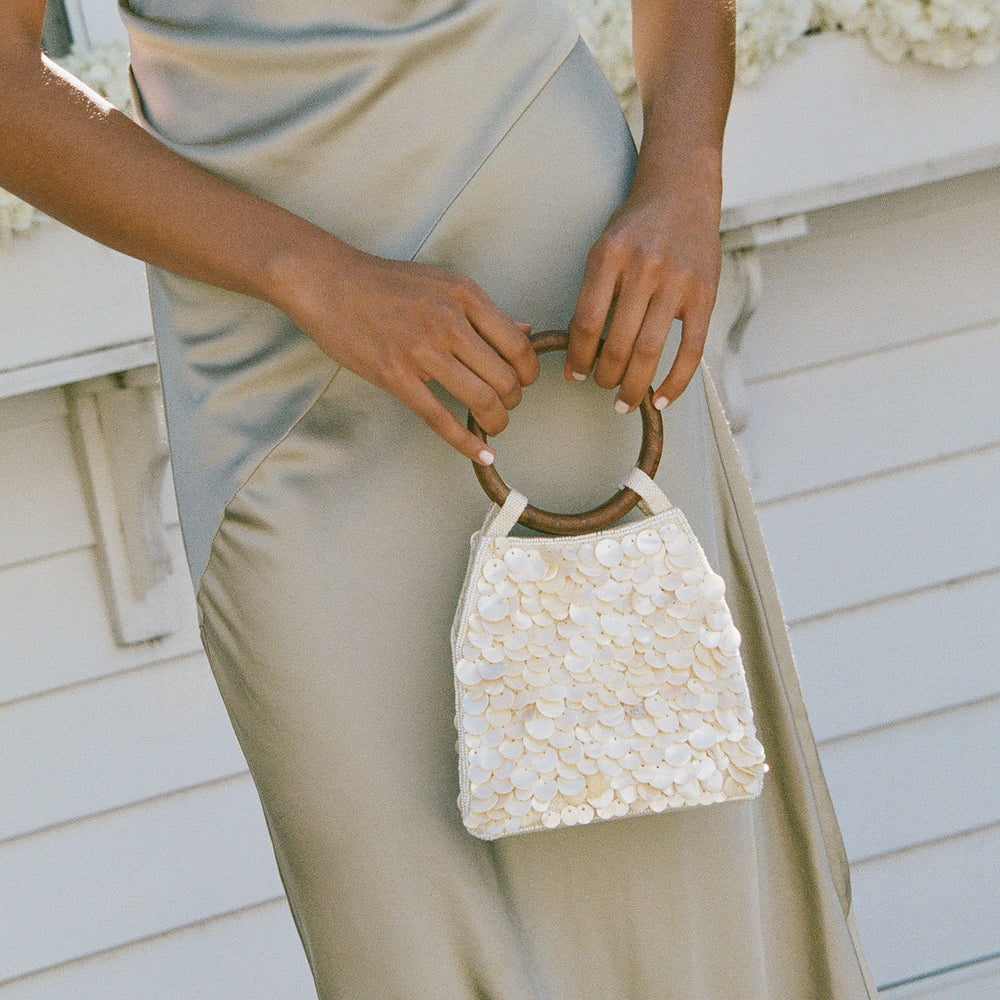 Allegra Natural Sequin Handbag / Dolce Vita