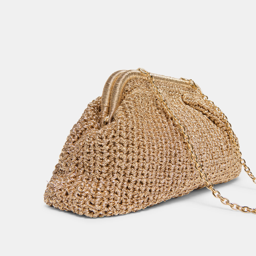 Ione Gold Crochet Clutch / Dolce Vita