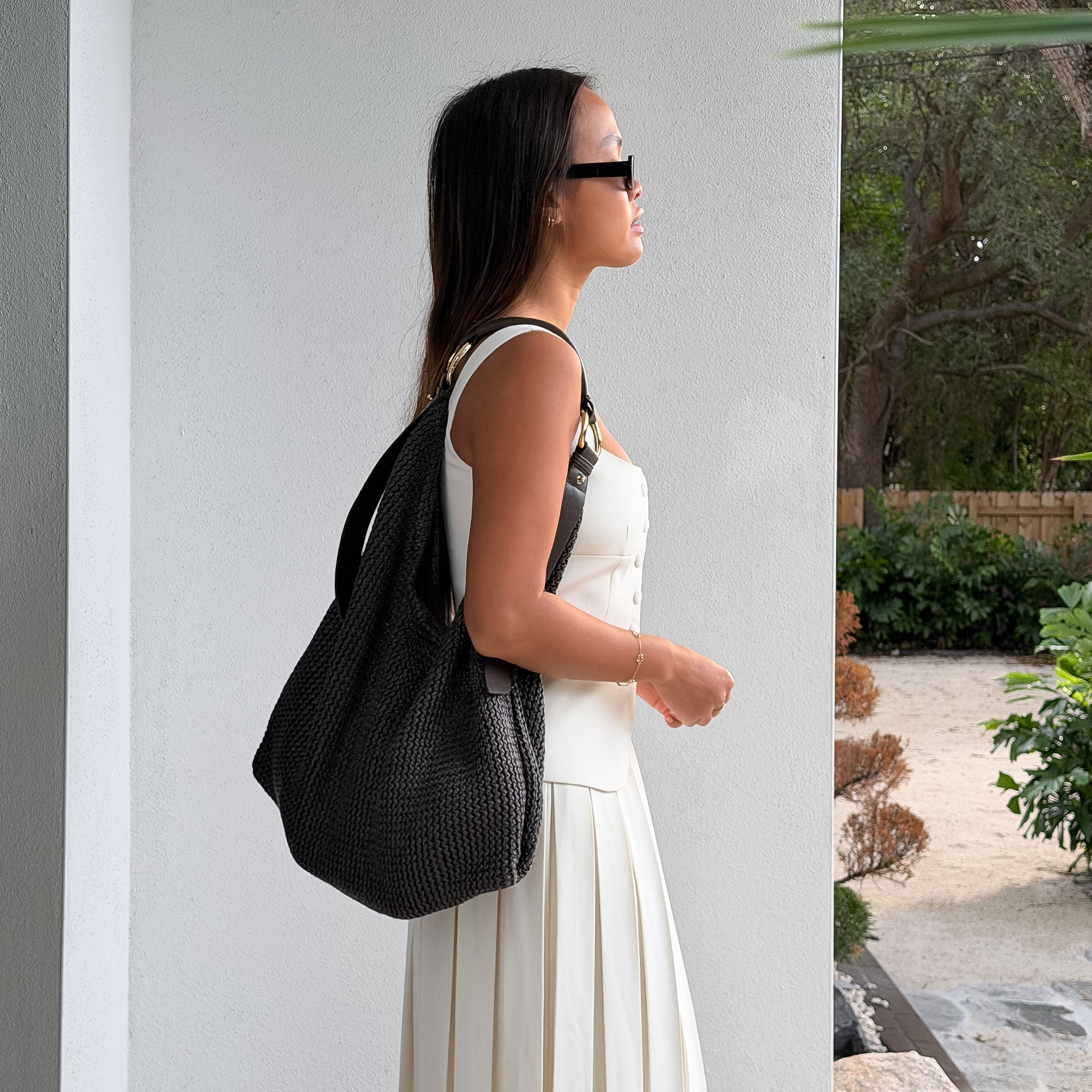 Miriel Chocolate Raffia Tote / Dolce Vita