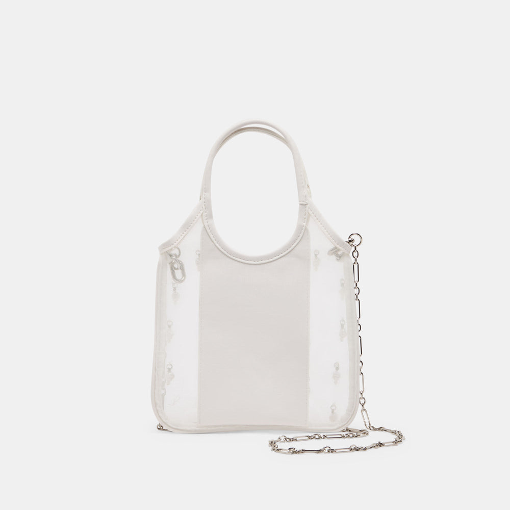 SYLVENE PEARL White Mesh Removable Crossbody Handbag / Dolce Vita