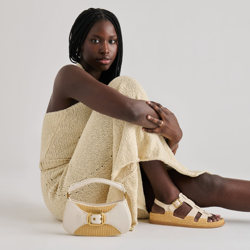 Nuala Raffia White Stella Handbag / Dolce Vita